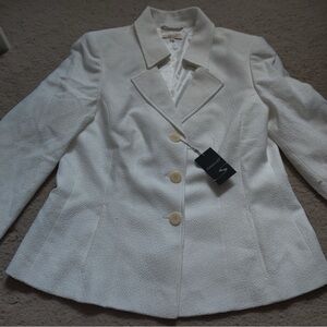 Santorelli Women's Allegra White Textured Blazer Jacket Size 8 Italy